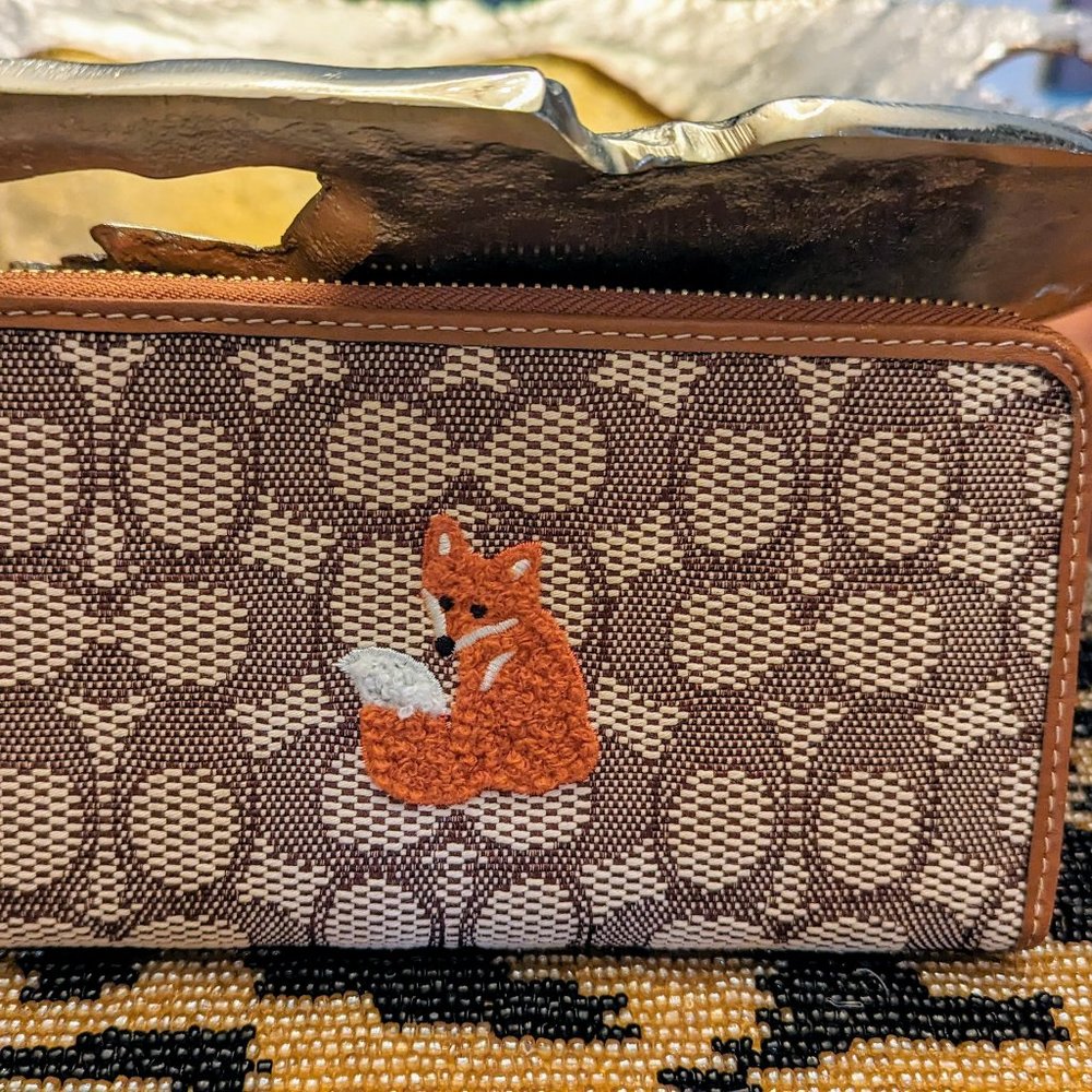 Coach Jacquard Accordion wallet with Fox